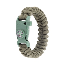 Paracord Haki Yeşil Bileklik Pusula Ateş Başlatıcı Magnezyum Çok Renkli