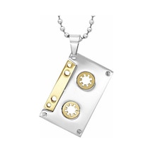 Kaset Kolye Gümüş Gold Paslanmaz Çelik 316l