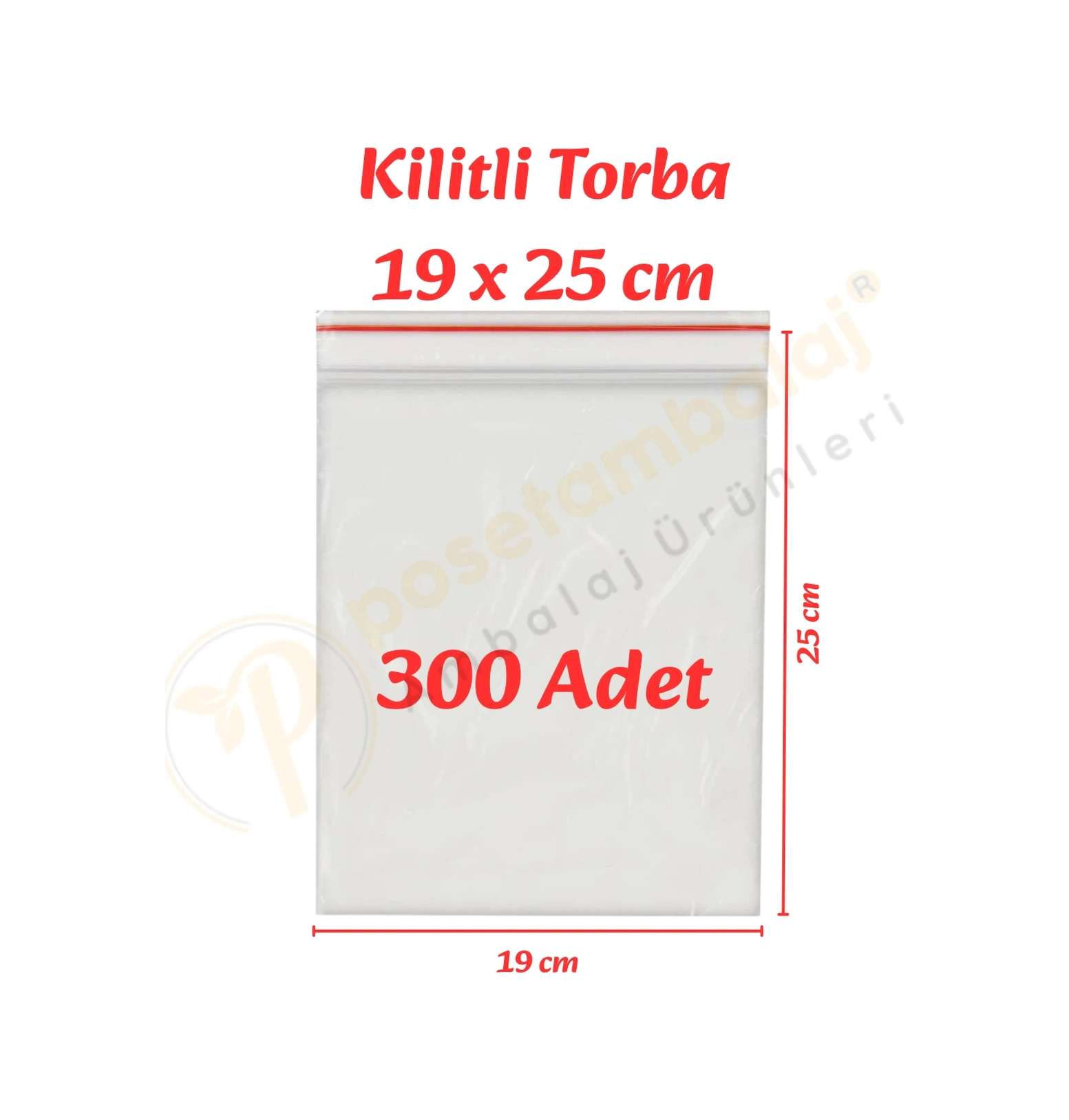 19x25 Cm. Kilitli Torba 300 Adet