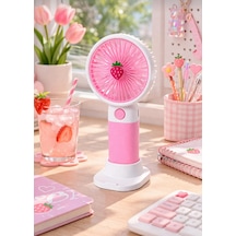 T300 Meyve Temalı Pembe Şarjlı Mini El Fanı