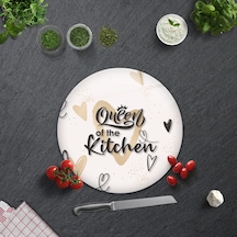 Cam Kesme Tahtası|Queen Of The Kitchen Love|Çap32cm