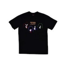 Kiss Baskılı Unisex %100 Pamuk Siyah T-shirt SIYAH