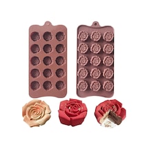 Silikon Mini Gül Desenli Kek Kurabiye Sabun Mum Kalıbı Goldcakes