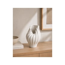 Luna Beyaz Seramik Vazo - Luna Koleksiyonu Beyaz - 82331635 Beyaz