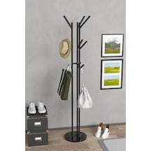 Retodesign 9 Askili Metal Elbise Askisi, Portmanto Askisi, Antre Ayakli Aski 5111 Siyah