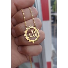 925 Ayar Gümüş 24 Ayar Altın Kaplama Allah Lafzı Kolye Gold