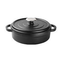 Tantitoni Siyah Döküm Demir Yuvarlak Sığ Tencere 24cm Siyah