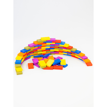CapellWoodWorks Ahşap Domino Taşları 100 Parça Renkli