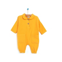 HelloBaby Yenidoğan Yaka Detaylı Müslin Patiksiz Tulum Kız Bebek 23Yhlbktlm004_Sari Sarı