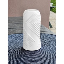 Bezos 3d Baskı Vector Vazo - Geometrik Çizgili Dekoratif Vazo-beyaz Nıda