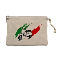 Vespa in Italy Krem Clutch Astarlı Cüzdan / El Çantası Krem