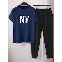Uyguntarz Unisex New York Baskılı Eşofman Takımı Lacivert