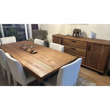 Doğal Ahşap Mutfak Masası-70-100-76 Cm-kare Profil Ayak