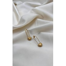 Bb Çelik Kalp Detay Küpe Altın