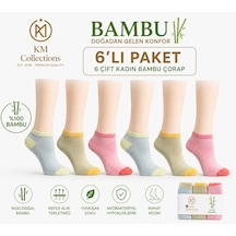Km Collections 6'lı Set Özel Parfümlü Kadın Bambu Kısa Çorap Çok Renkli