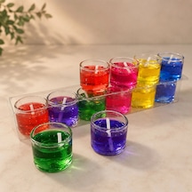 6'lı Jel Dekoratif Mum Seti - Karışık Renklerde .