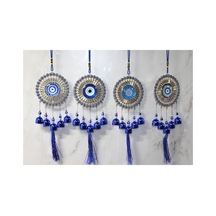 3 Adet Metal Nazar Boncuğu Çan 40 Cm Dekoratif Kapı Süsü Duvar Süsü Evil Eye Wind Chime Bell