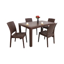 Mandella Elit Rattan 90x150 4 Kişilik Elit Sandalye Masa Takımı Kahverengi Diğer