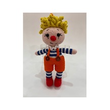 El Yapımı Organik Pamuk Amigurumi Palyaço Bebek 27 Cm Koyu Turuncu