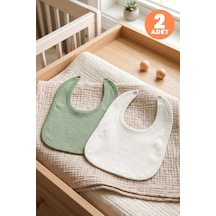 Just Inner Erkek Bebek 2'li %100 Pamuk Önlük Düz Renk Dokulu Çıtçıtlı Çift Katlı Cilt Dostu 582302 Renkli