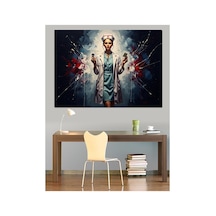 Beyaz Önlüklü Modern Kadın Doktor Yağlı Boya Dokulu Kanvas Tablo Canvas Tablosu