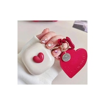 Samsung Galaxy Buds Live - Buds Fe Uyumlu Figürlü Kalp Kılıf Kırmızı