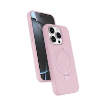 Apple iPhone Uyumlu  15 Pro Max Uyumlu Regal Magsafe Standlı Kapak - Açık Pembe