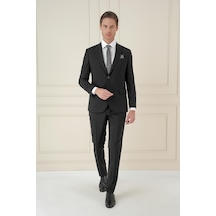 Efor Slim Fit Çift Yırtmaç Mono Yaka Klasik Siyah Takım Elbise Tk 912 Siyah