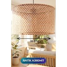 Antik Kiremit Hasır Kumaş Başlıklı Sarkıt Avize 35 Cm Çok Renkli