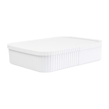 Kapaklı 6 Litre İnce-geniş Saklama Kutusu - Ofis Ve Kırtasiye Düzenleyici, Çok Amaçlı Kullanım - Beyaz