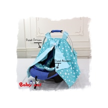 Babyen1 Mavi Bebek Taşıma Puseti Örtüsü + Minderi Pamuk Mavi