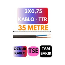 Öznur 2x0,75 Ttr Kablo Metre Seçenekli Siyah - 35 Metre