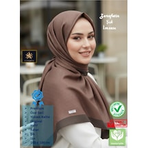 Premium Lux Original Monogram Şal İpek Vual, Yüksek Kalite, Hafif, Rahat, Şık, Tesettür, Shawl Kahverengi
