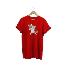 Unicorn Baskılı Kırmızı T-shirt kırmızı
