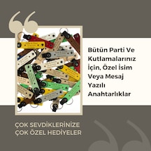 Sütlü Kahve & Gri, Özel Organizasyonlar İçin Üzerine İsim Ve Yazı Yazılabilen, 32' Li Anahtarlık Çok Renkli