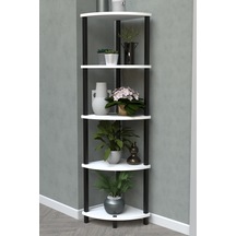 Flora 5 Raflı Moblen Çiçeklik Saksılık Balkon Bahçe Dekor Raf Stand-beyaz Beyaz