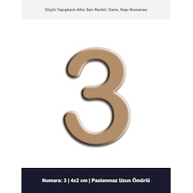 4x2 Cm Altın Sarı Renk Metal Kapı Numarası No 3 - Yapışkanlı Daire Ve Villa Numaratörü