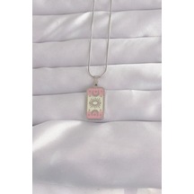Znv Zenvia Mey İthalat 316l Çelik Gümüş Renk Pembe Mineli Ay Figür Tarot Kolye Znv2025 Cmn Altın