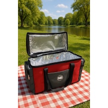 Newbag Yandan Cep Yalıtımlı Soğutucu El Askılı Kamp Çanta-krm Gri Kırmızı - Gri