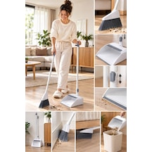 Uzun Saplı Faraşlı Süpürge Seti Ergonomik Tasarımlı Yer Süpürgesi Ve Faraş Takımı, Ev Ve Balkon Temizliği İçin