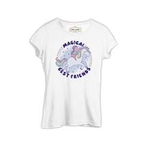 Magical Friends With Unicorn Beyaz Kadın Tshirt 001