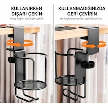 Masa Kenarı Bardak Tutucu Ve Kulaklık Askısı, Kelepçeli Metal Masa İçecek Tutucu, Ayarlanabilir Masa