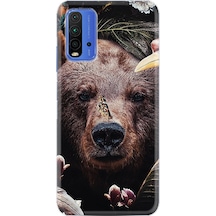 Xiaomi Redmi 9T Kılıf Desenli Flowers Bear 1337 Siyah