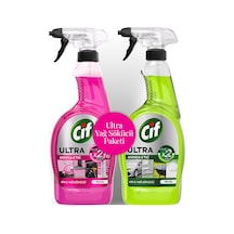 2 Adet Cif Ultra Hız Anında Etki Sprey Yeşil 750 Ml + Cif Ultra Hız Anında Etki Sprey Sakura 750 Ml Diğer