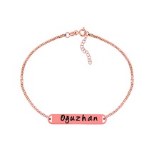 Gümüş Rose Kişiye Özel İsimli Bayan Gümüş Bileklik