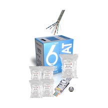 Apronx Cat6 23awg 305 Metre 0,50mm Gri Utp Kablo +500 Adet Ez Jak