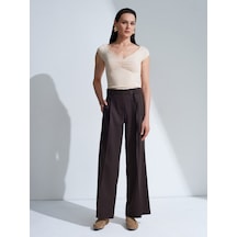 Dilvin 72683 Kemerli Geniş Paça Pantolon-kahve