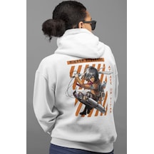 Sevbano Mikasa Ackerman Attack On Titan Anime Sırt Baskılı Unisex Oversiz beyaz