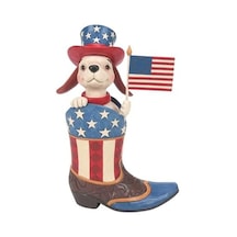 Enesco Jim Shore Heartwood Creek Patriotic Dog Holding Flag İn A Cowby Boot Figurine, 22 Cm, Çok Renkli