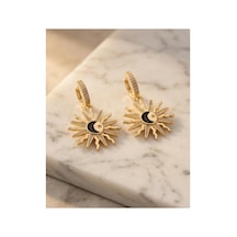 Sallantılı Gold Güneş Model Küpe Siyah Siyah